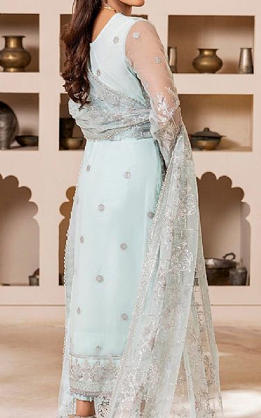 House Of Nawab Pale Aqua Net Suit | Pakistani Embroidered Chiffon Dresses USA- Image 2