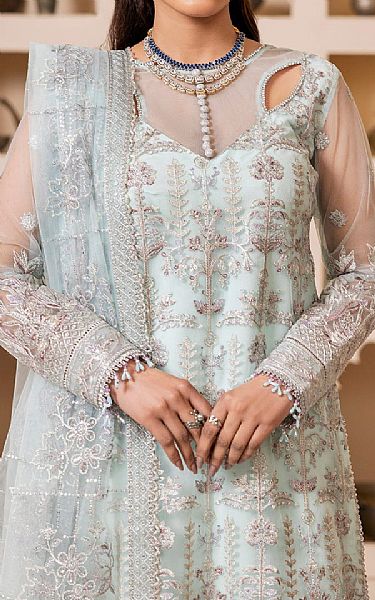House Of Nawab Pale Aqua Net Suit | Pakistani Embroidered Chiffon Dresses USA- Image 3