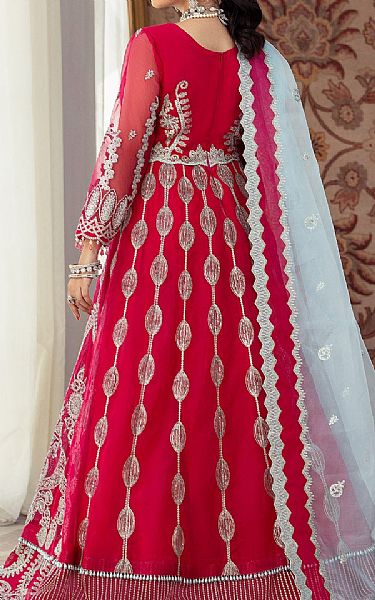 House Of Nawab Rich Carmine Organza Suit | Pakistani Embroidered Chiffon Dresses USA- Image 2