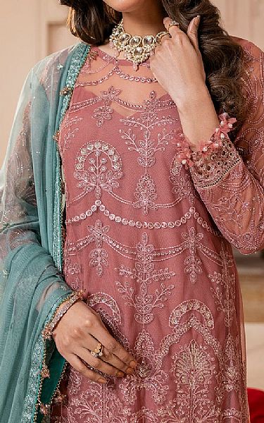 House Of Nawab Dusty Rose Net Suit | Pakistani Embroidered Chiffon Dresses USA- Image 3
