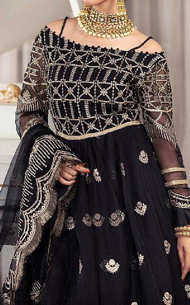 House Of Nawab Black Organza Suit | Pakistani Embroidered Chiffon Dresses USA- Image 3