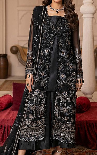 House Of Nawab Black Chiffon Suit | Pakistani Embroidered Chiffon Dresses USA- Image 1