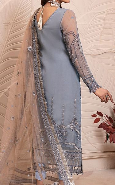 House Of Nawab Santa Grey Organza Suit | Pakistani Embroidered Chiffon Dresses USA- Image 2