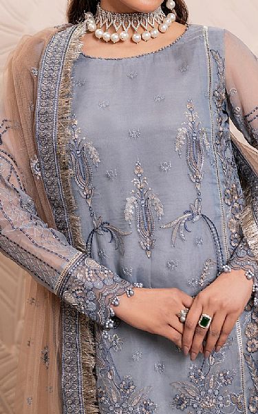 House Of Nawab Santa Grey Organza Suit | Pakistani Embroidered Chiffon Dresses USA- Image 3