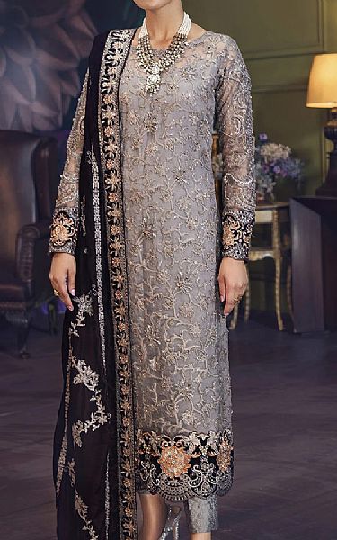 House Of Nawab Grey Organza Suit | Pakistani Dresses in USA- Image 1