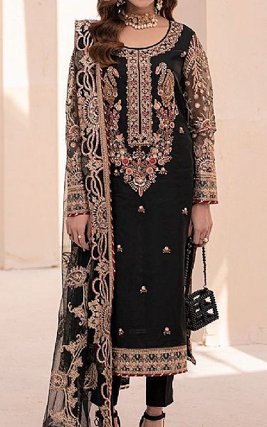 House Of Nawab Black Organza Suit | Pakistani Embroidered Chiffon Dresses USA- Image 1