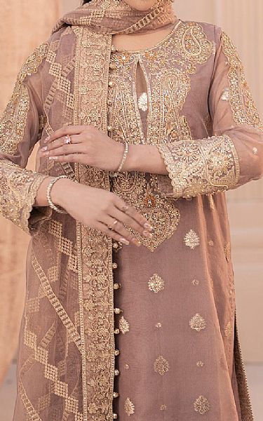 House Of Nawab Brandy Rose Jamawar Suit | Pakistani Embroidered Chiffon Dresses USA- Image 3