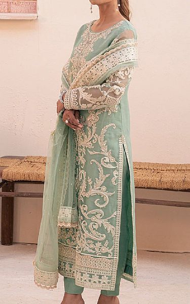 House Of Nawab Summer Green Organza Suit | Pakistani Embroidered Chiffon Dresses USA- Image 2