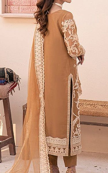 House Of Nawab Clay Brown Organza Suit | Pakistani Embroidered Chiffon Dresses USA- Image 2