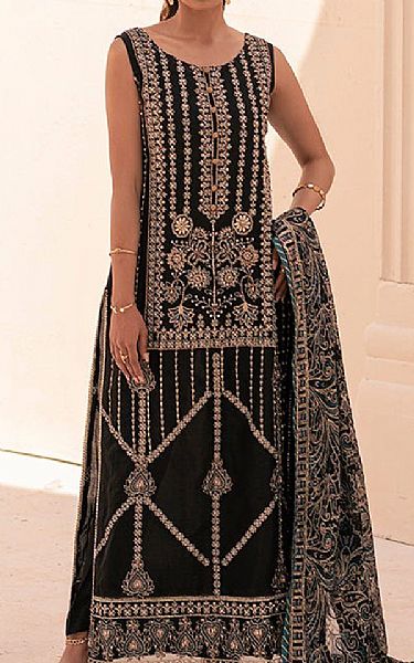 House Of Nawab Black Organza Suit | Pakistani Embroidered Chiffon Dresses USA- Image 1