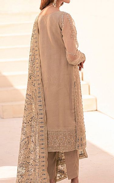 House Of Nawab Tan Organza Suit | Pakistani Embroidered Chiffon Dresses USA- Image 2