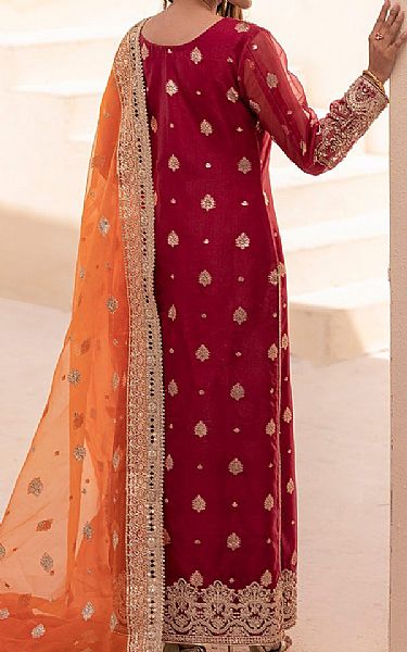 House Of Nawab Deep Carmine Jamawar Suit | Pakistani Embroidered Chiffon Dresses USA- Image 2