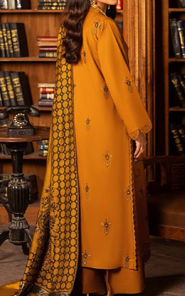 Humdum Cadmium Orange Wool Suit | Pakistani Winter Dresses in USA- Image 2