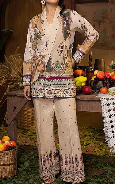 Humdum Ivory Lawn Suit (2 Pcs) | Pakistani Lawn Dress in USA- Image 1