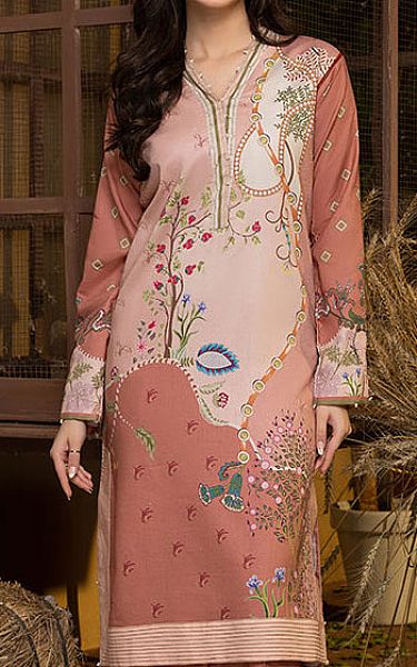 Humdum Rose Pink Lawn Suit (2 Pcs) | Pakistani Lawn Dress in USA- Image 2