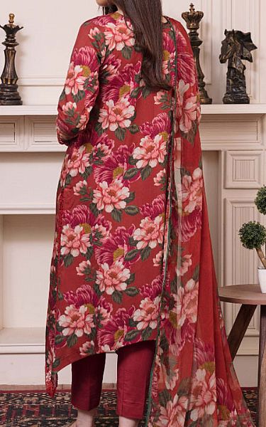 Humdum Auburn Red Viscose Suit | Pakistani Winter Dresses in USA- Image 2