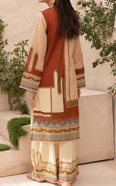 Humdum Rust/Beige Lawn Suit (2 Pcs) | Pakistani Lawn Dress in USA- Image 2