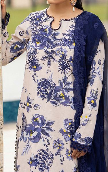Humdum Off White/Navy Karandi Suit | Pakistani Winter Dresses in USA- Image 2