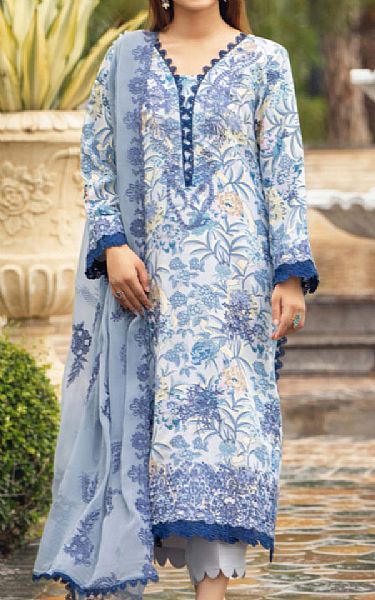 Humdum Cloudy Blue Karandi Suit | Pakistani Winter Dresses in USA- Image 1