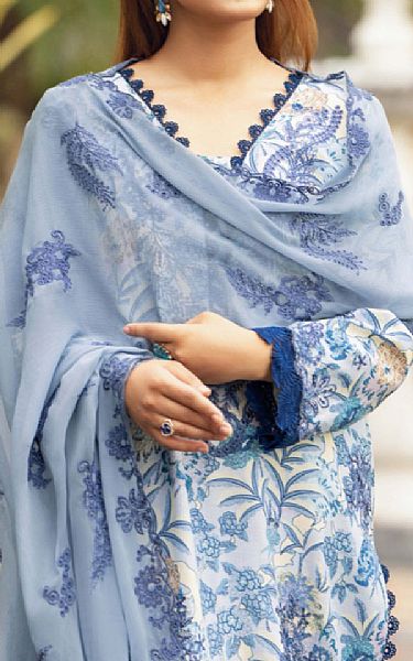 Humdum Cloudy Blue Karandi Suit | Pakistani Winter Dresses in USA- Image 2