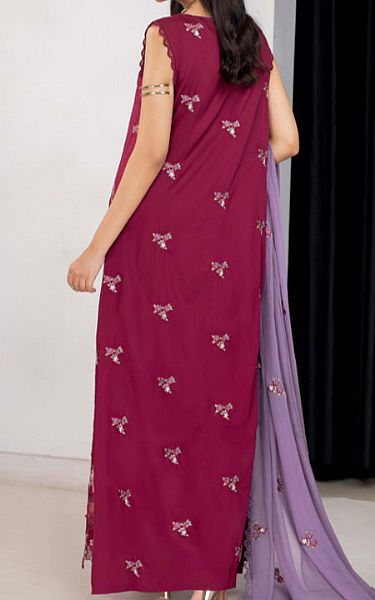 Humdum Wine Viscose Suit | Pakistani Winter Dresses in USA- Image 2