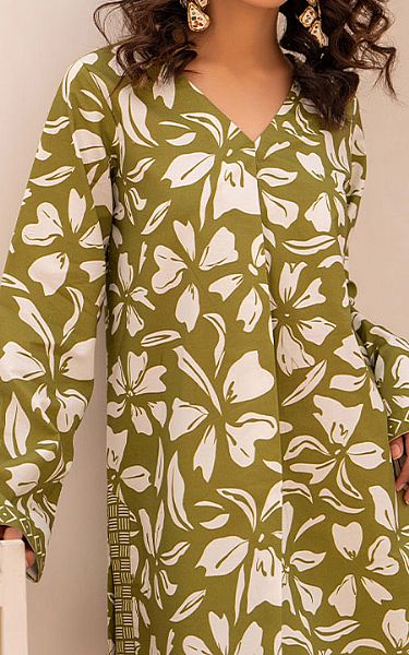 Humdum Olive Cotton Suit (2 Pcs) | Pakistani Lawn Dress in USA- Image 2