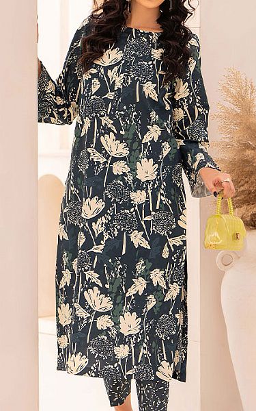 Humdum Navy Cotton Suit (2 Pcs) | Pakistani Lawn Dress in USA- Image 2