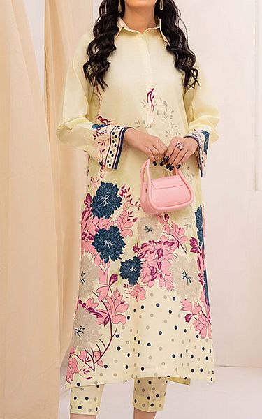 Humdum Cream Cotton Suit (2 Pcs) | Pakistani Lawn Dress in USA- Image 1