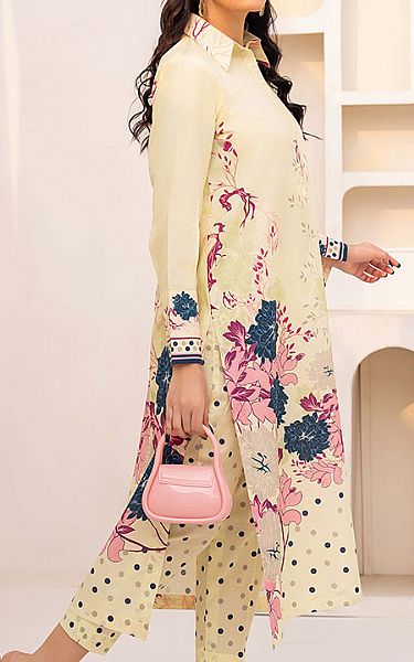 Humdum Cream Cotton Suit (2 Pcs) | Pakistani Lawn Dress in USA- Image 2