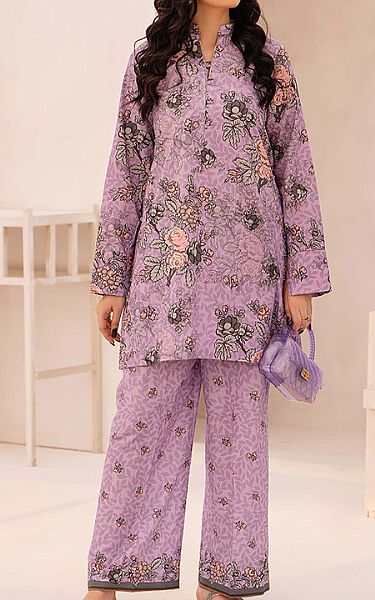 Humdum Lavender Cotton Suit (2 Pcs) | Pakistani Lawn Dress in USA- Image 1