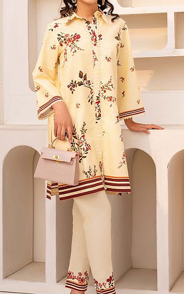 Humdum Cream Cotton Suit (2 Pcs) | Pakistani Lawn Dress in USA- Image 1