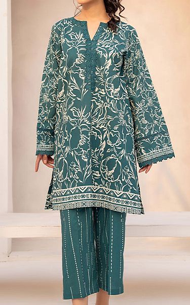Humdum Teal Cotton Suit (2 Pcs) | Pakistani Lawn Dress in USA- Image 1
