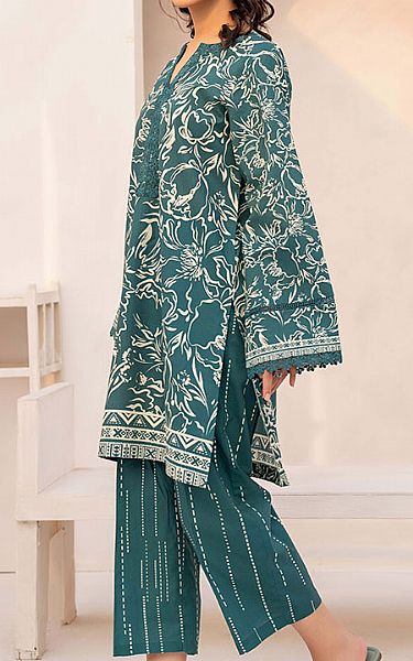 Humdum Teal Cotton Suit (2 Pcs) | Pakistani Lawn Dress in USA- Image 2