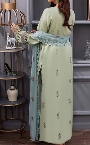 Humdum Pale Green Viscose Suit | Pakistani Winter Dresses in USA- Image 2