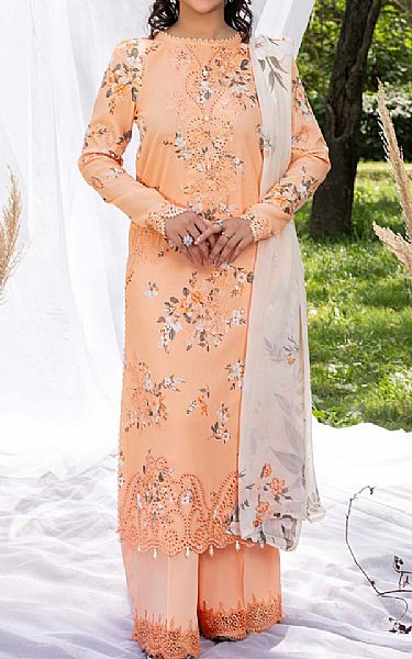 Humdum Peach Lawn Suit | Pakistani Lawn Dress in USA- Image 1