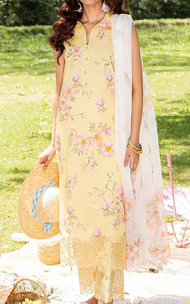 Humdum Light Yellow Lawn Suit | Pakistani Lawn Dress in USA- Image 1