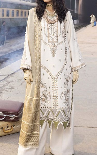 Humdum White Wool Suit | Pakistani Winter Dresses in USA- Image 1