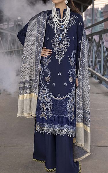 Humdum Navy Blue Wool Suit | Pakistani Winter Dresses in USA- Image 1