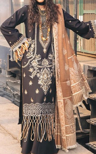 Humdum Black Wool Suit | Pakistani Winter Dresses in USA- Image 1
