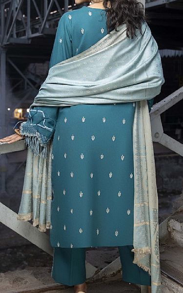 Humdum Hippie Blue Wool Suit | Pakistani Winter Dresses in USA- Image 2