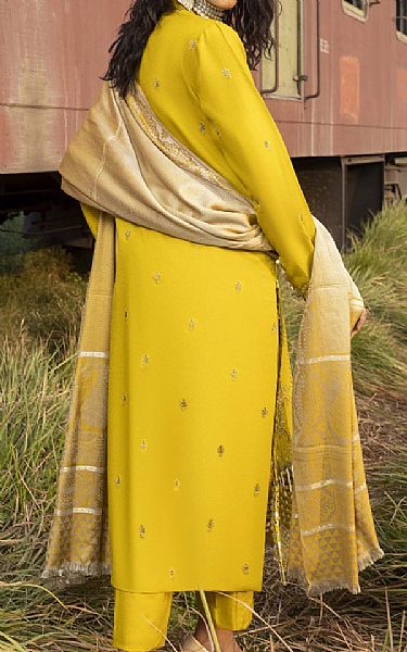 Humdum Dark Yellow Wool Suit | Pakistani Winter Dresses in USA- Image 2