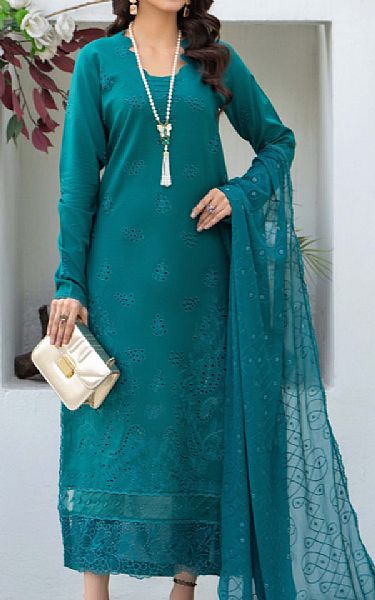 Humdum Teal Lawn Suit | Pakistani Lawn Dress in USA- Image 1