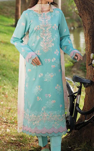 Humdum Cyan Lawn Suit | Pakistani Lawn Dress in USA- Image 1