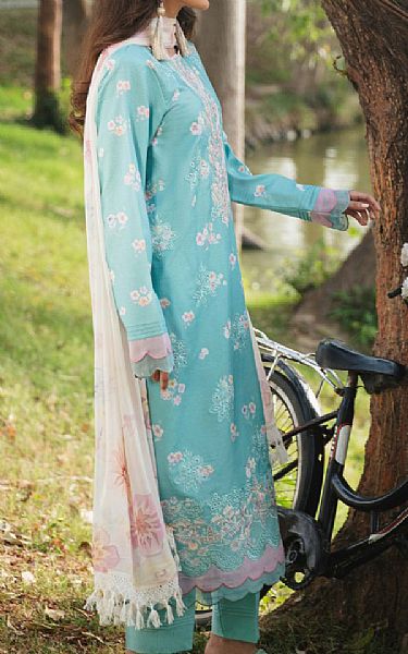 Humdum Cyan Lawn Suit | Pakistani Lawn Dress in USA- Image 2