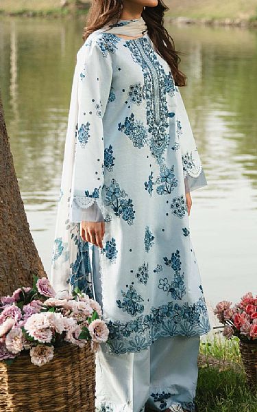 Humdum Off White/Blue Lawn Suit | Pakistani Lawn Dress in USA- Image 2