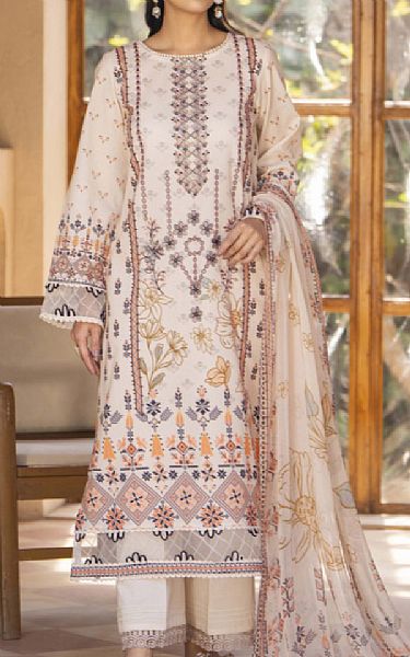 Humdum Off White Lawn Suit | Pakistani Lawn Dress in USA- Image 1