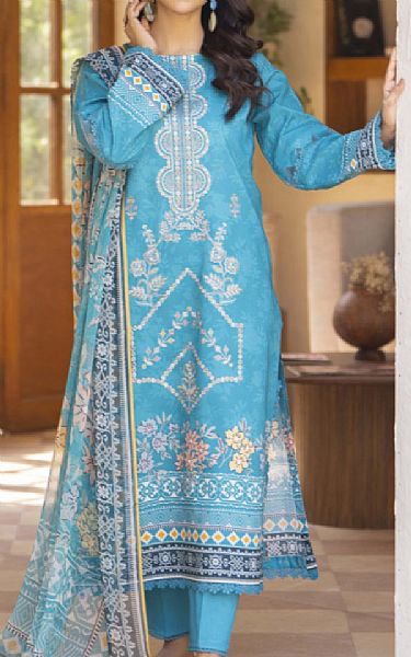 Humdum Turquoise Lawn Suit | Pakistani Lawn Dress in USA- Image 1