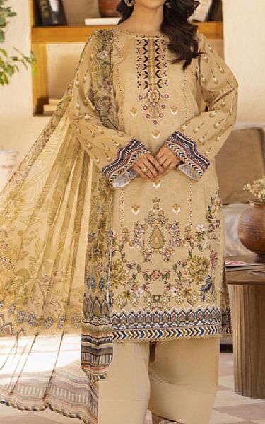 Humdum Tan Lawn Suit | Pakistani Lawn Dress in USA- Image 1