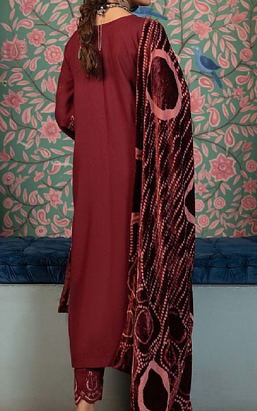 Humdum Maroon Wool Suit | Pakistani Winter Dresses in USA- Image 2