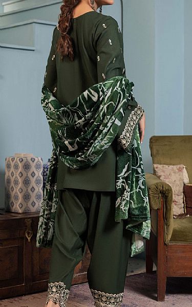 Humdum Lunar Green Wool Suit | Pakistani Winter Dresses in USA- Image 2